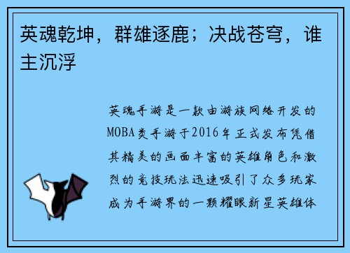 英魂乾坤，群雄逐鹿；决战苍穹，谁主沉浮